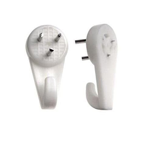 Image of Bulk Hardware Medium 30mm (1.3/16 inch) White Nylon Non-Trace Hardwall Drywall Picture Hanger Hook - Pack of 50