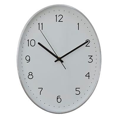 Image of Premier Housewares Wall Clock Silver/Black Finish Frame Clocks For Living Room/Bedroom/Contemporary Style Oval Shaped Design Metal Clocks For Hallways 4 x 35 x 27