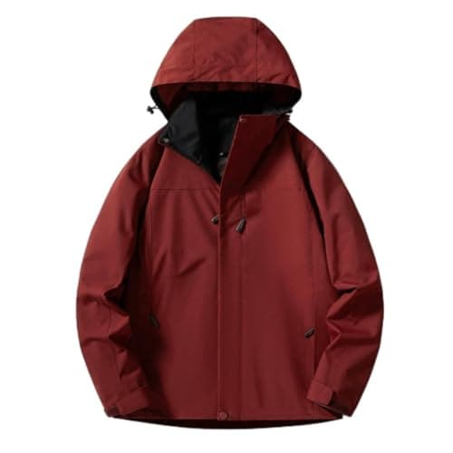 Image of NITRY Men'S Hooded Sports Jacket Lightweight Fashion Leisure Punching Jackets Camping Mountaineering Hiking Outdoorjacket B-Red 5XL