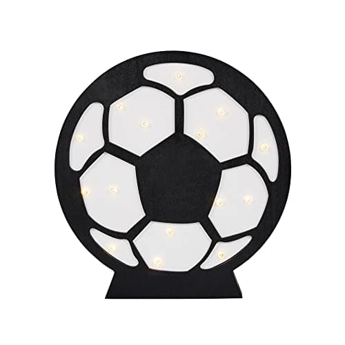 Image of LITECRAFT Glow Football Table Lamp LED Child's Bedroom Wood Light - Black, White