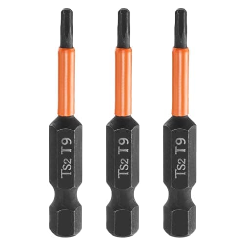 Image of sourcing map 3pcs T9 Torx Head Screwdriver Bit 2" (50mm) Long 1/4" Hex Shank Magnetic No Hole Tamper Proof 6 Point Star Screw Driver Drill Bits Phosphate S2 Steel Industrial Power Tools