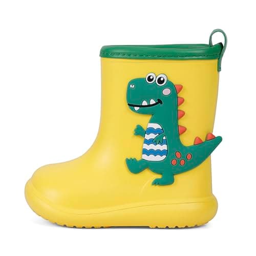 Image of MASOCIO Toddler Rain Boots - Kids Ankle Welly Boots, Cute Waterproof Lightweight Wellies, Size 4.5 5 UK Child Yellow