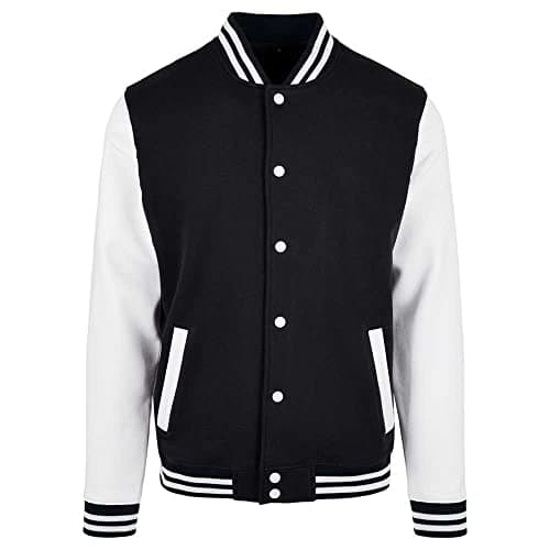 Image of Build Your Brand Men's Basic College Jacket, College Jacket for Men, Sizes XS - 5XL, Black/White, XXXL