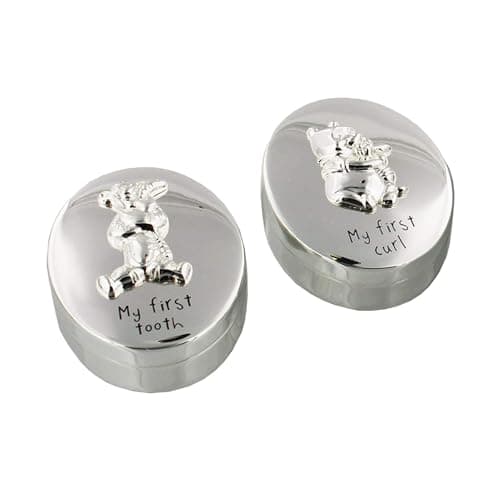 Image of Disney Winnie The Pooh S/P First Tooth and Curl Set Baby Shower Christening DI127