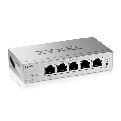 Image of Zyxel 5-Port Gigabit Switch | Web Managed Ethernet Network | QoS, Link Aggregation, VLAN, IGMP Snooping | Fanless | Desktop [GS1200-5v3]