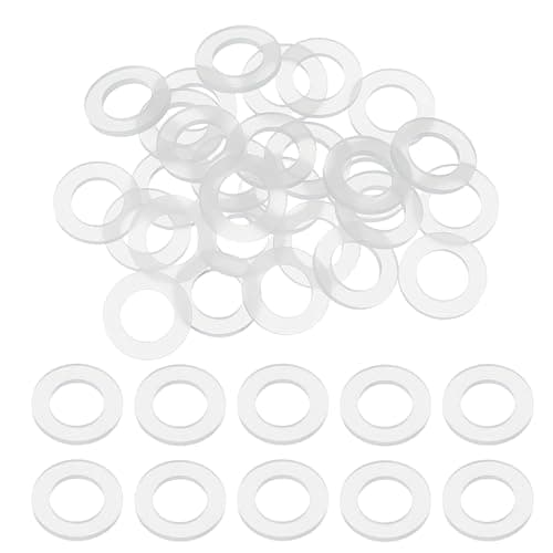 Image of sourcing map 30 Pcs M5 Silicone Flat Washers 5mm ID 10mm OD 1mm Thick Plain Washer Grommets Plastic Sheet Gasket Fastener Sealing Spacer Gasket Ring Water Hose Washers, White