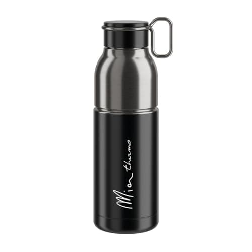 Image of ELITE Mia Thermo Insulated Water Bottle Black & Silver – Compact Thermal Cycling Bottle for Small Frames – Double-Wall Protection – 550ml – For Road Bike, Mountain Bike & Gravel