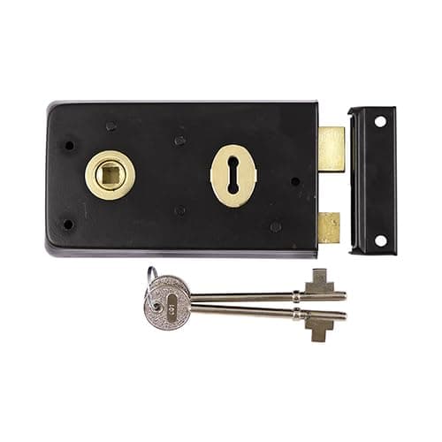 Image of Timco - Rim Sash Lock - Inward and Outward Keep - Black (Size 143 x 83mm - 1 Each)