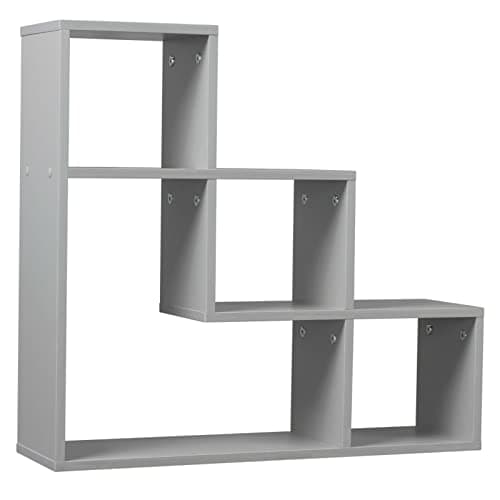 Image of URBNLIVING Grey Floating Wooden Hanging Storage Cube Wall Shelf Shelves Set Home Decor Suspended Shelfing Unit (Lyon 3 Step Unit)