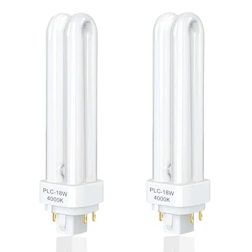Image of sumue 18W 4000K G24q-2 4 Pin Compact Fluorescent Lamp, PLC Light Bulbs, LED G24q-2 Replacement, 18W 1200LM Cool White 4-Pin CFL, Non-Dimmable, Energy Saving Double Tube Light for Bathroom, 2pcs