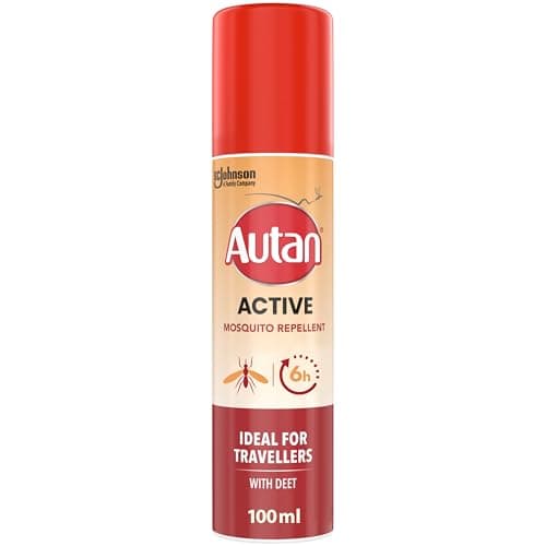 Image of Autan Active Mosquito & Insect Repellent Spray, Travel Essentials, DEET Formula, Up to 6 Hours Protection against Mosquitoes, 100 ml