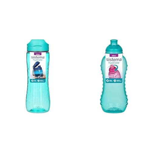 Image of Sistema Hydrate Tritan Active Sports Water Bottle - 800 Ml Leakproof, BPA-Free, Recyclable With Twist 'n' Sip Squeeze | Kids Bottle for School - 330 ml