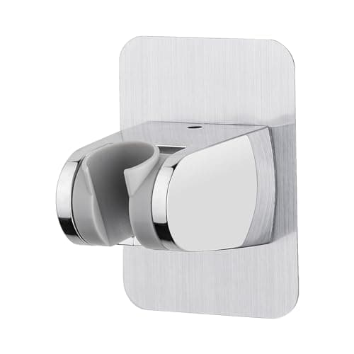 Image of Ibergrif M20405, Shower Head Bracket Without Drilling 3M Adhesive - Shower Bracket Adjustable (45°), Hand Shower Bracket Universal, Hand Shower, Shower Holder Wall mounting, Chrome, Silver