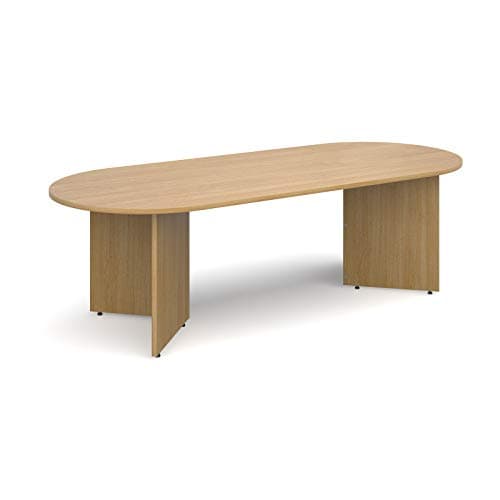 Image of Mr Office Arrow head leg radial end boardroom table 2400mm x 1000mm, Oak