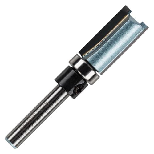 Image of Rennie Tools - 12.7mm Cut x 25.4mm Flute x 1/4" Shank Guided Profiler Router Cutter Bit, Tungsten Carbide Tipped. 1/2" Diameter Flush Trim Straight Router Bit