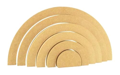 Image of 6 Tier Wooden Stacking Rainbow – 18mm MDF Arch Craft Set – Pack of 10 Blank Shapes for DIY Painting & Decorating – Freestanding Rainbow Ornament for Home, Nursery & Handmade Décor Projects