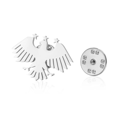 Image of LIKGREAT Syrian Eagle Brooch Stainless Steel Syrian Flag Symbol Lapel Pin Middle Eastern National Emblem Jewelry (Sliver)