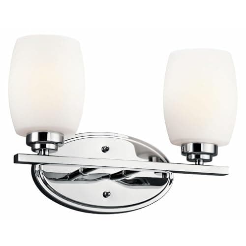 Image of Kichler Lighting 5097CH 2-Light Eileen Vanity Fixture, Chrome Finish with White Etched Glass Shade by Kichler