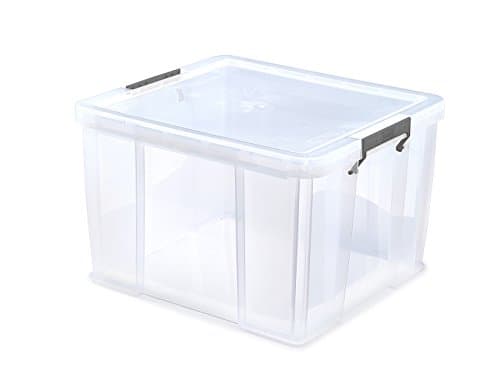 Image of Whitefurze Allstore Container with Silver Clamp, Plastic, Natural, 48 Litre
