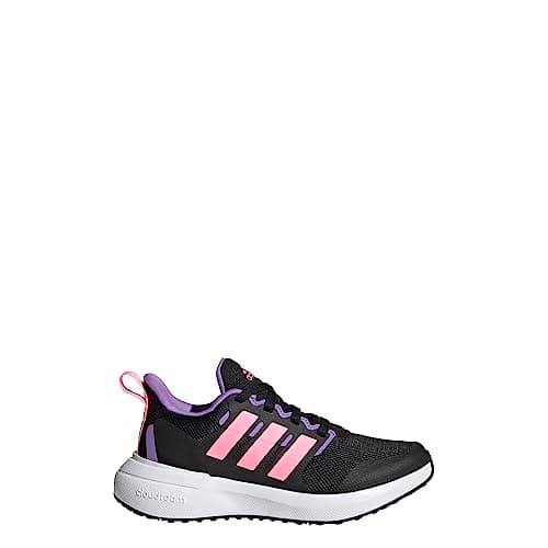 Image of adidas Kids' Fortarun 2.0 Cloudfoam Sport Running Elastic Lace, Core Black/Beam Pink/Violet Fusion, 5 Big Kid