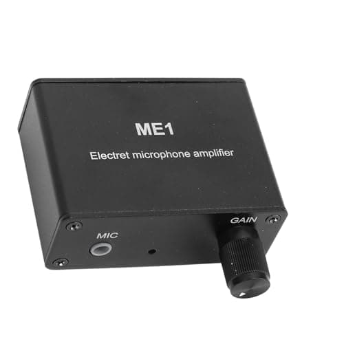 Image of Electret Microphone Amp, Adjustable Gain 0-20db, Condenser Mic Headphone Sound Preamplifier ME1, 3.5mm Input, With Built in Bias, for Electret Microphone, Capacitor Microphone