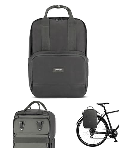 Image of LARKSON Bike Pannier Bag for Bicycles Grey - No 6 Bike - 2 in 1 Cycling Backpack & Rear Rack Bag - Cycle Rucksack - Water-Repellent