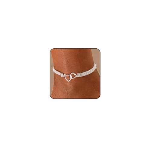 Image of BelleVive Double Heart Ankle Bracelet – Silver-Coloured, Waterproof Diamond Rhinestone for Women, silver anklet summer anklets ankle jewellery anklet silver 925 for Women