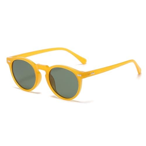 Image of LJCZKA Retro Round Polarized Sunglasses Mens Womens, Vintage Polarised Sunglasses Classic Trendy Shades Unisex UV400 Protection