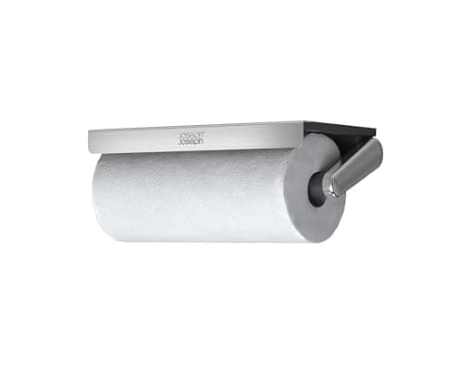 Image of Joseph Joseph RollGrip Under Cabinet Kitchen Roll Holder, Space-Saving, Spring Tension Arm, Easy One-Handed Tearing, Fits 140mm Rolls