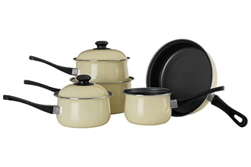 Image of Premier Housewares 204211 Carbon Steel Belly Pan Set, Cream, 5 Piece