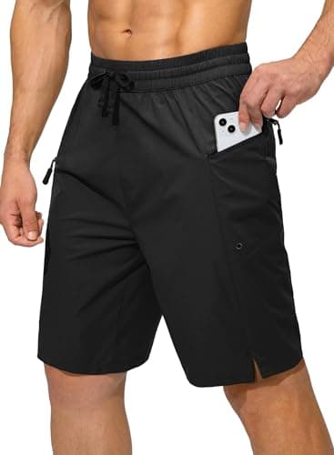 Image of Tansozer Men's Swimming Shorts with Liner and Zipper Pockets Quick Dry Beach Boardshorts Waterproof Surf Swim Trunks Black S