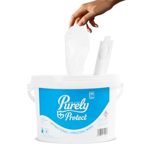 Image of Blake & White Purely Protect Virucidal & Antibacterial Wipes - Fast Drying Biodegradable Multi Purpose Cleaning Wipes for Household Surfaces - Tub of 500 - EN1276 & EN14480 Certified