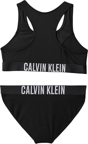 Image of Calvin Klein Girls’ Bralette Bikini Set with Logo, Black (Pvh Black), 8-10 Years