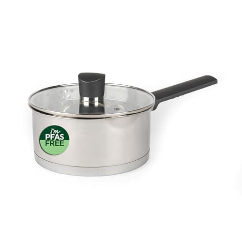 Image of Russell Hobbs RH01163EU Excellence Saucepan with Lid - 18cm Non-Stick Milk Pan, Mirror Polished Stainless Steel, Soup Pan with Pouring Lip, Safe, Suitable for All Kitchen Cooking Hobs