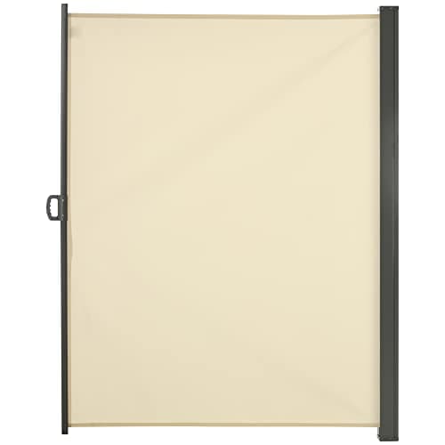 Image of Outsunny Retractable Sun Side Awning Screen Fence Patio Garden Wall Balcony Screening Panel Outdoor Blind Privacy Divider (3x2M, Cream)