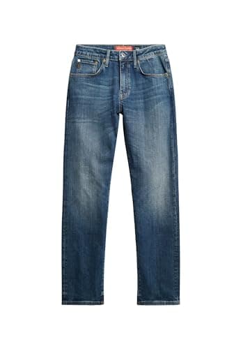 Image of Superdry Men's Vintage Slim Straight Jeans Suit Trousers, Mercer Mid Blue,
