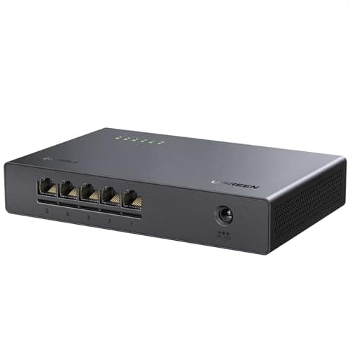 Image of UGREEN 2.5Gbps Network Switch,5 Ports Unmanaged Ethernet Splitter Hub Plug & Play, Fanless, Desktop Wall-Mount, Lifetime Protection for Gaming Office Home NAS PC TV Laptop Switch Router Camera