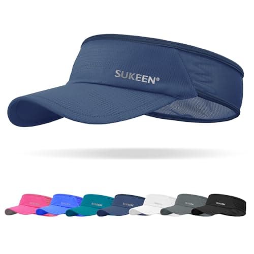 Image of Sukeen Sports Sun Visor Men Women Lightweight Packable Cooling Stretchy Visor Hat for Running, Tennis, Golf, Navy Blue, One size
