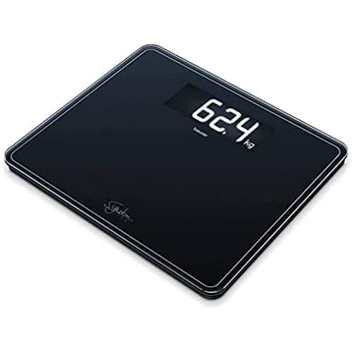Image of Beurer GS410 Signature Line Glass Bathroom Scale - Black | XXL standing area | Made from safety glass for a robust and stylish finish | XXL digital display | 200kg weight capacity, 73576