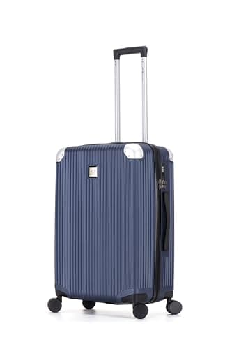 Image of ATX Luggage Medium Suitcase on 4 Dual Spinner Wheels Super Lightweight ABS Hard Shell Hold Check in with Built-in TSA Lock (Midnight Blue, 65 Liter)