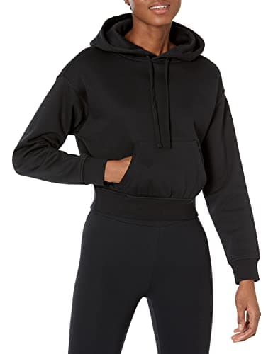 Image of Amazon Essentials Women's Crop Pullover Hoodie Sweatshirt (Available in Plus Size), Black, Small