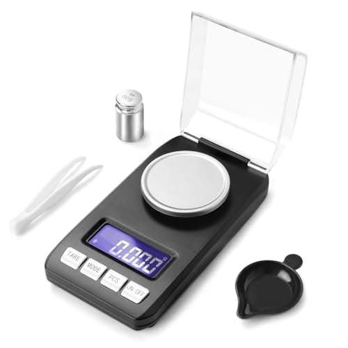 Image of Muaket 0.001g/50g Digital Milligram Scale, Portable Micro Scales with Display, High Precision Laboratory Scale, Electronic Pocket Scale with Tweezer, Calibration Weight, Weighing Pan, Battery, Black