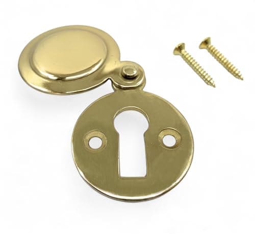 Image of Polished Brass Round Keyhole Cover Escutcheon with Screws (1, Brass)