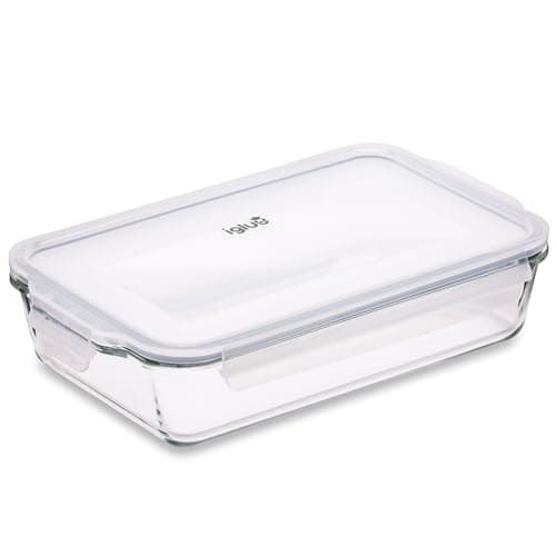 Image of Igluu Meal Prep Glass Lasagne Dish with Lid – Airtight & BPA-Free – Oven, Microwave and Freezer Safe – 2.2L – Durable Borosilicate Glass