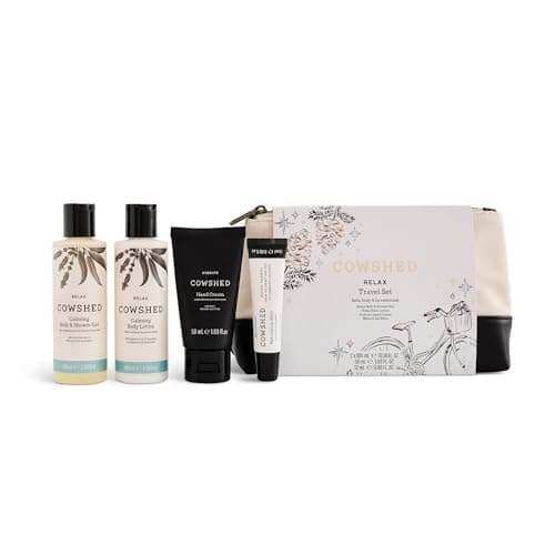 Image of Cowshed Travel Set - Relax Bath & Shower Gel, Body Lotion, Refresh Hand Cream & Natural Lip Balm Set - Luxury Gift Sets for Women - Travel-Friendly Set