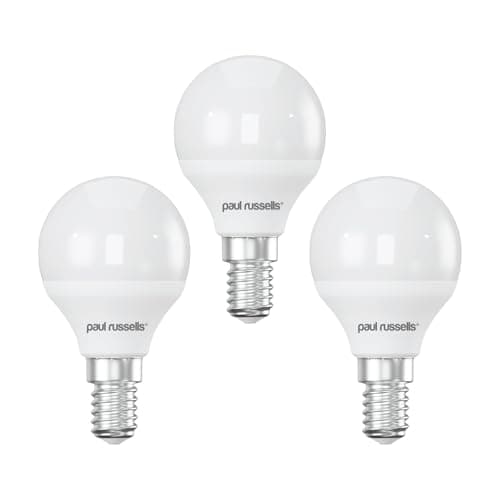 Image of paul russells LED Light Small Edison Screw E14, 40w Equivalent, 4.9W 470Lumens LED Bulb, 4000K Natural Cool White, Mini Globe Frosted G45 SES Golf Ball Energy Saving (Not Dimmable) Lightbulbs, 3 Pack