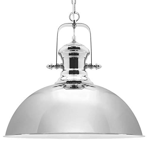 Image of Industrial Retro Polished Chrome Pendant Ceiling Light Vintage Antique Dome Hanging Lamp Shade M0123F