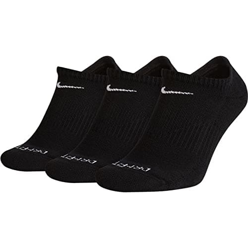 Image of Nike Womens Everyday Plus Cushion No Show Socks 3-Pair Pack Sm (Us 4-6 Big Kid Shoe Size, Women'S Shoe 4-6) (Small Black/White)