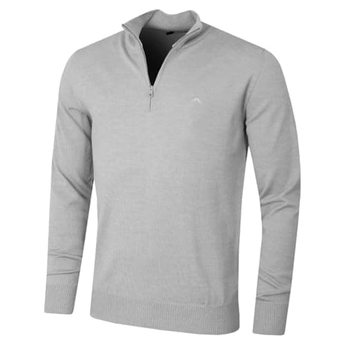 Image of J.Lindeberg Mens Merino Blend 1/2 Zip Sweater - Grey Melange - XL