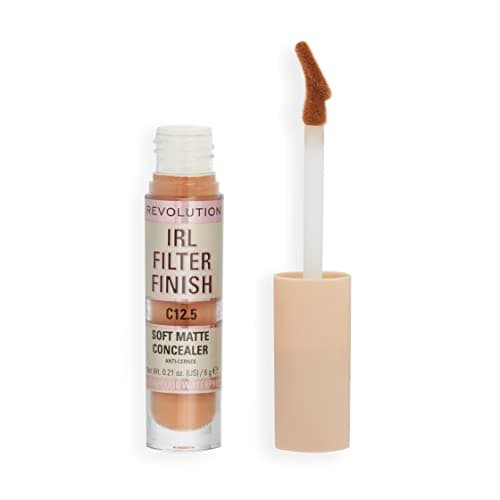 Image of Makeup Revolution IRL Filter Finish Concealer, Medium to Full Coverage, Matte Finish, C12.5, Medium/Dark Skin Tones, 6g